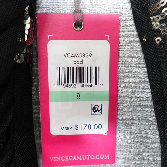 Vince Camuto Black Long Sleeve Mesh Dress with Sequin Stars Women's Size 8 - Picture 5 of 9